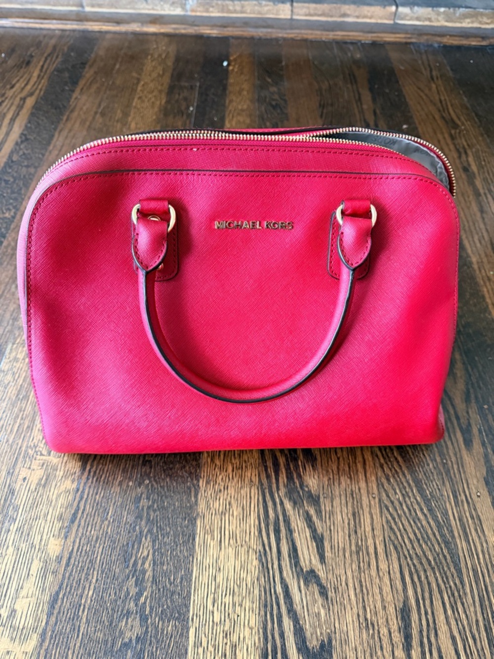 Michael Kors Cindy Vibrant Red Saffiano Satchel